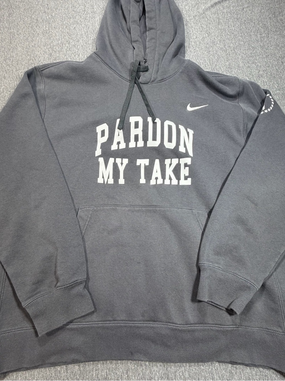 Nike Men’s XL Pardon My Take Pullover Hoodie, Charcoal Gray Barstool Sports